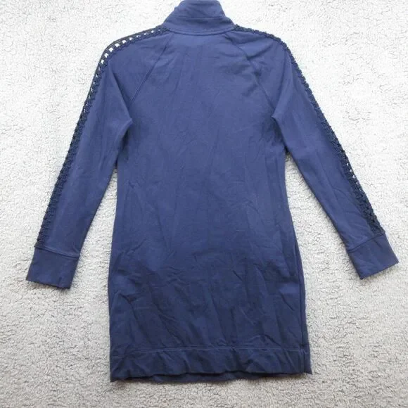 Lilly Pulitzer Skipper Solid Popover Dress XS Navy Crochet Long‎ Sleeve 1/4 Zip - Picture 10 of 13